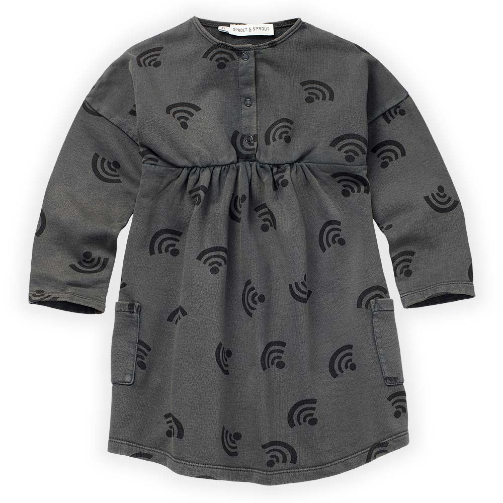Wifi Print Dress - Asphalt