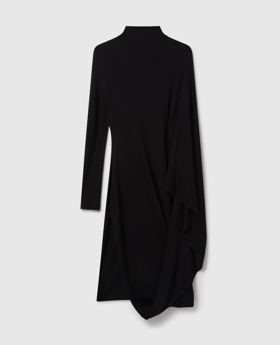 Crepe Jersey Cape Dress - Black