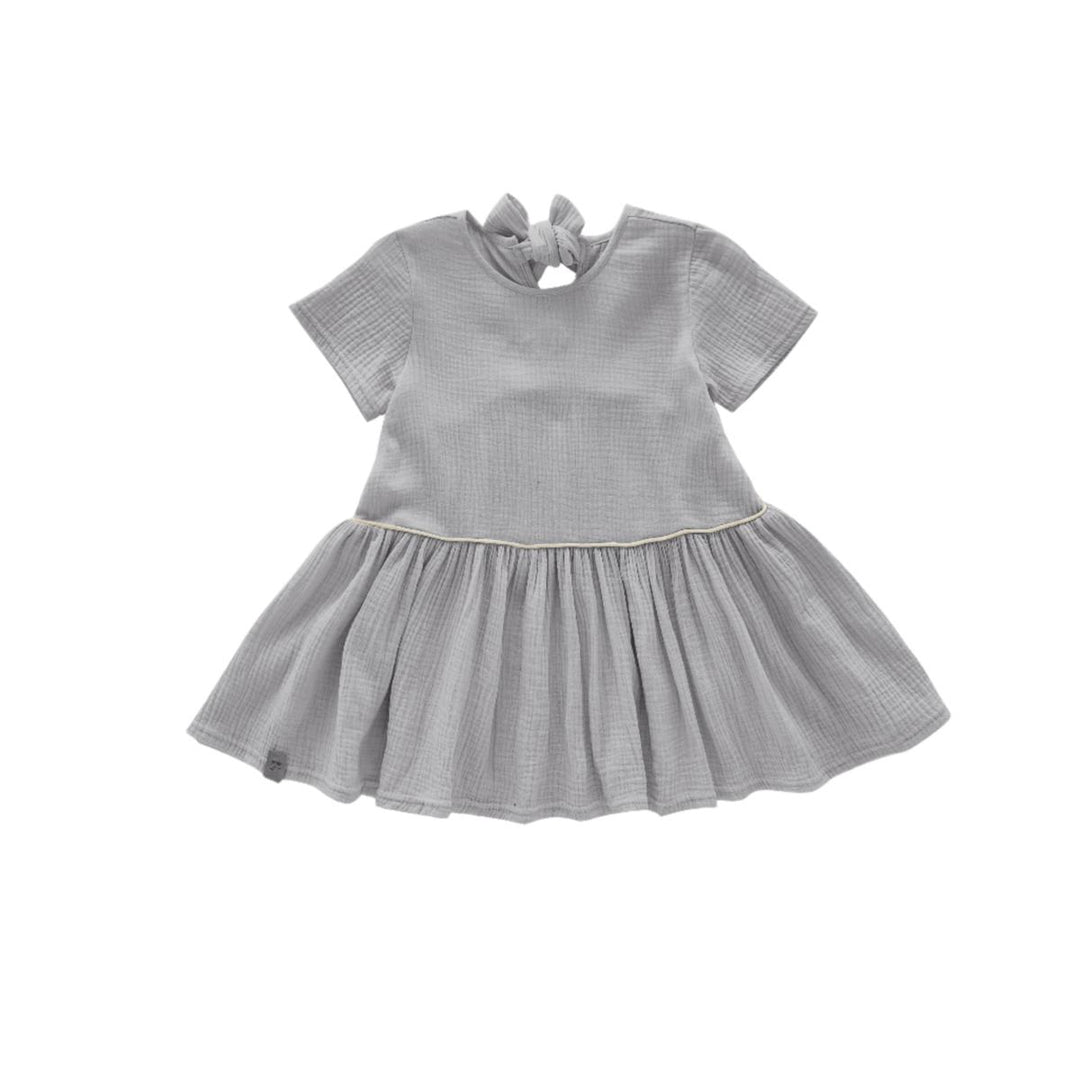 Girls Hi-Low Drop Waist Dress - Light Grey