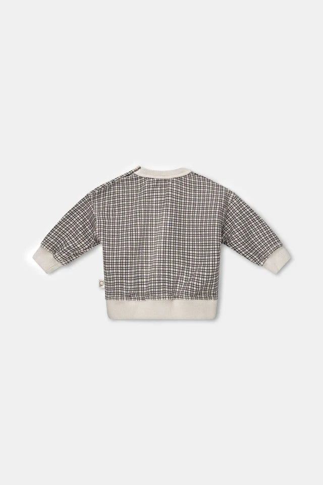 Organic gingham baby sweatshirt - Light grey