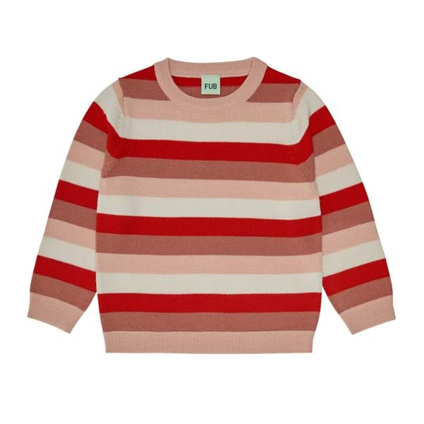 Multi Striped Blouse - Coral/Bright Red/Ecru/Pale Pink