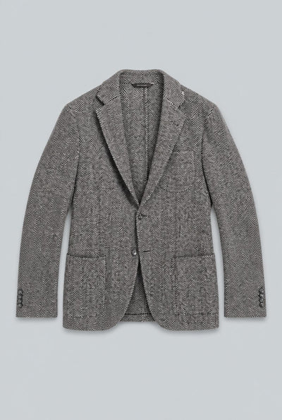 Fx17 Benson B&W Chevron 100Wool Sb Blzr - Black/White