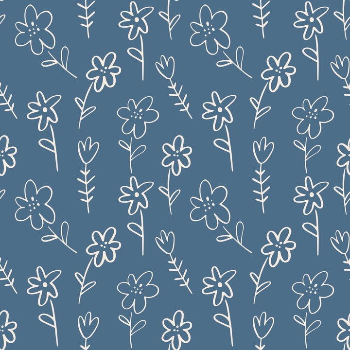 Ruffle Gown - Blue Doodle