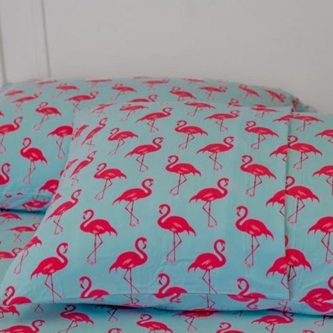Pillow Case - Flamingo Aqua