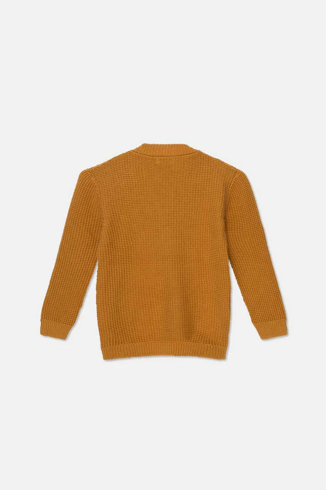 Waffle-knit v-neck cardigan - Oil