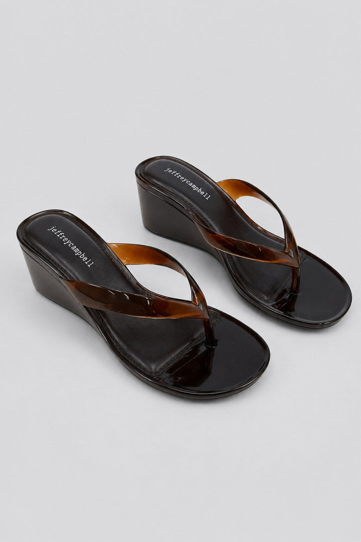 Women’s Gigabyte Jelly Wedge Thong Sandals - Brown - 9 - Sandal