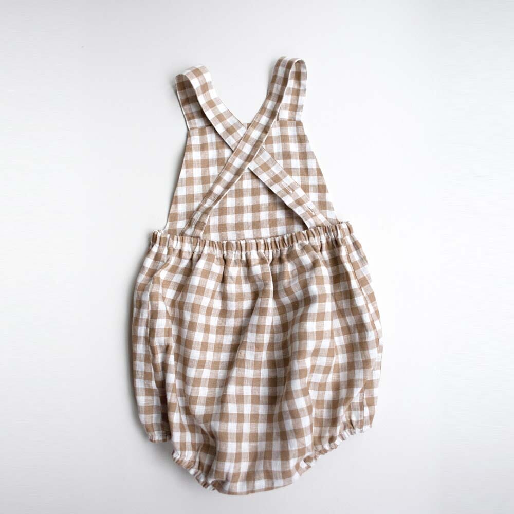 The Gingham Overall Romper - Bronze Gingham One Pieces The Simple Folk 