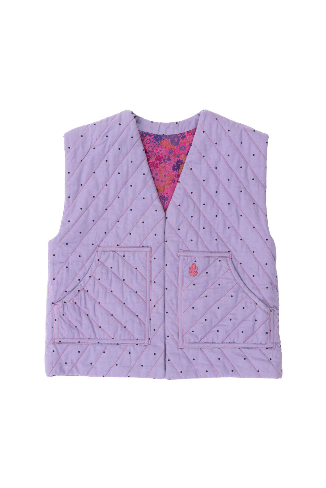 Reversible Quilted Kids Vest - Fuchsia Liberty Fabric