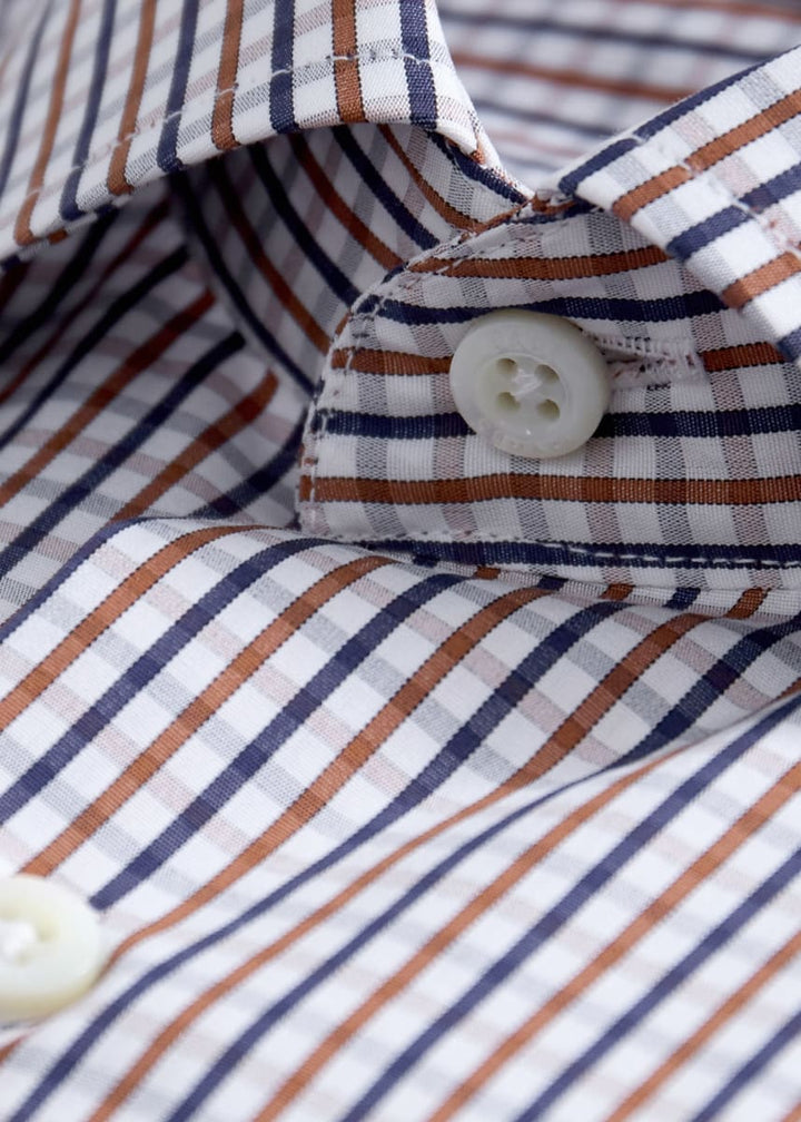 Cotton Plaid Sport Shirt Classic Fit - Brown