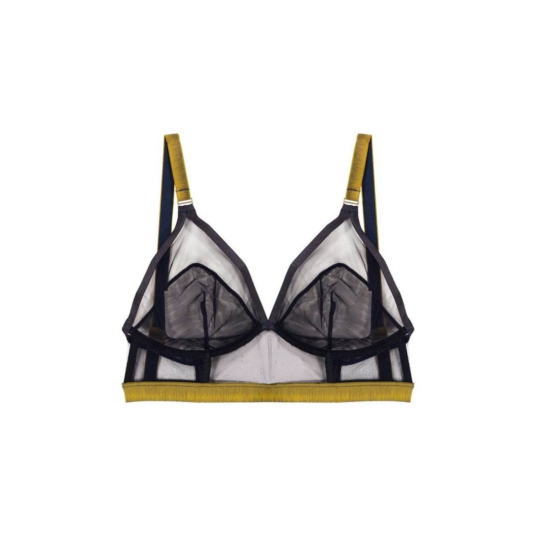 Follow The Signs Longline Triangle Bra - Midnight Blue
