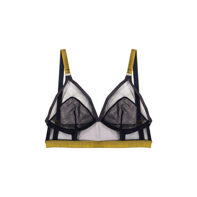 Follow The Signs Longline Triangle Bra - Midnight Blue