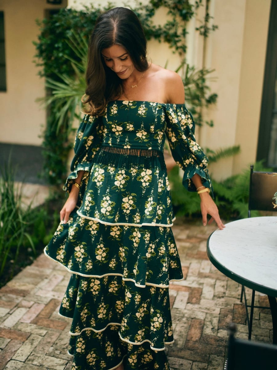 Kenz Skirt x McKenzie Depinto - Deep Green With Cream Larsen Floral