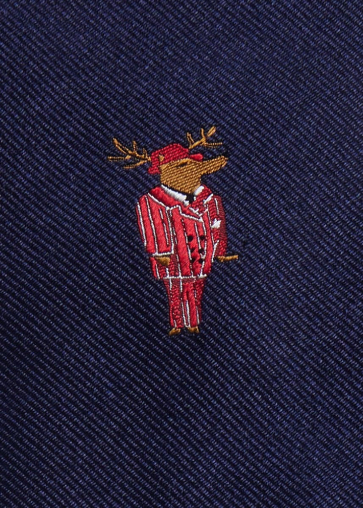 Holiday Prancer Reindeer Tie - Navy