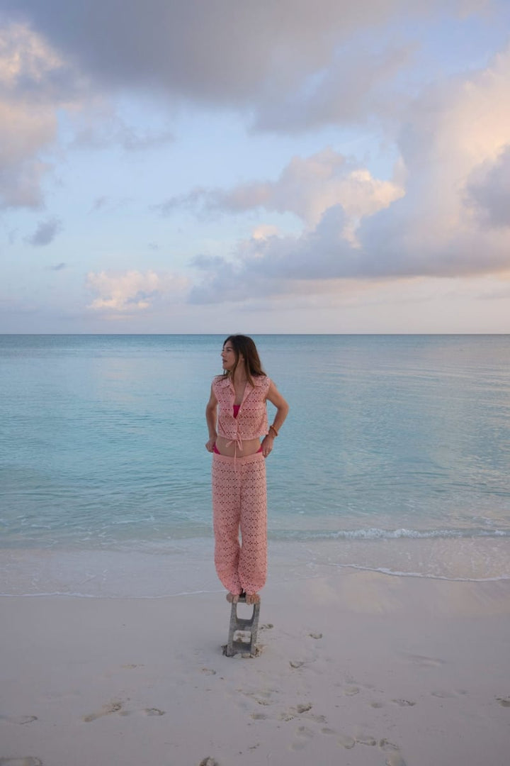 Beth Cotton Eyelet Pant - Blush