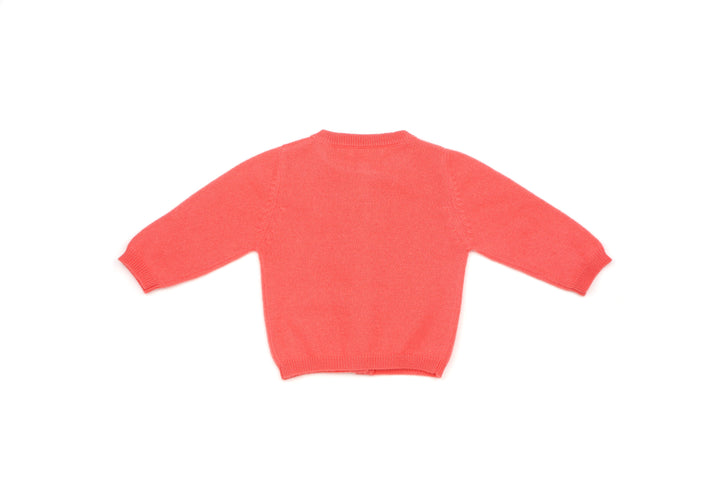 Classic Crew Neck Cardigan - Coral Pink