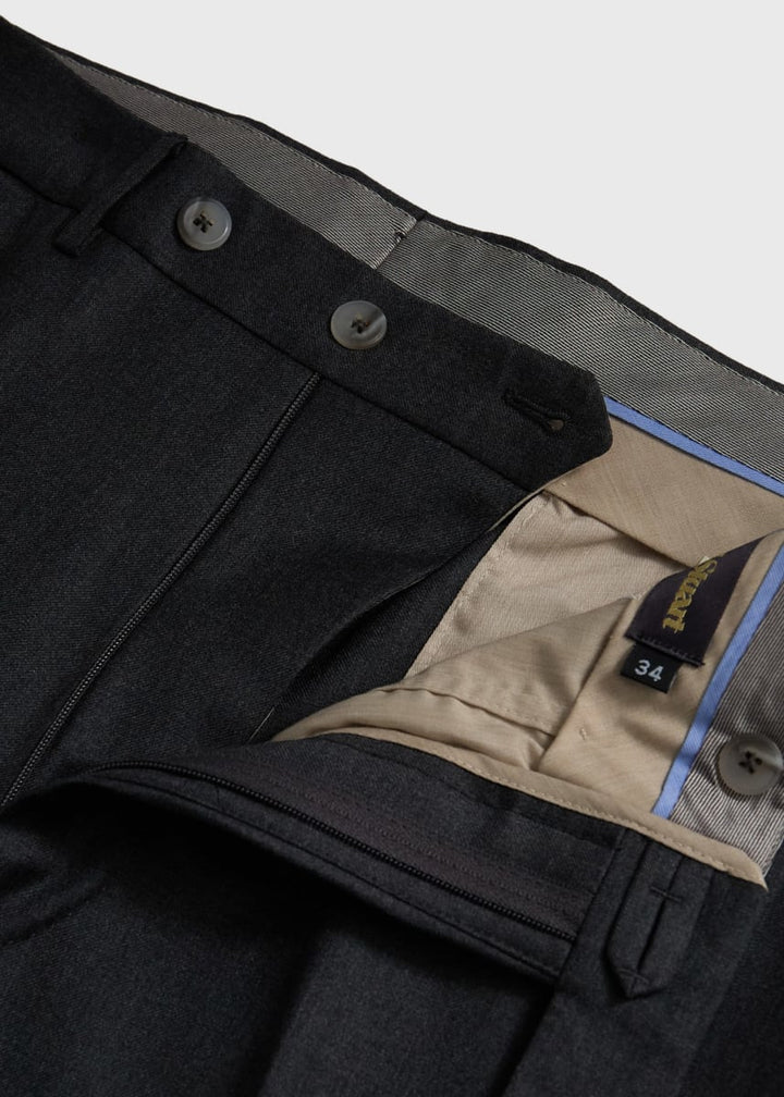 Super 110  Basic Wool Trousers - Mid Grey