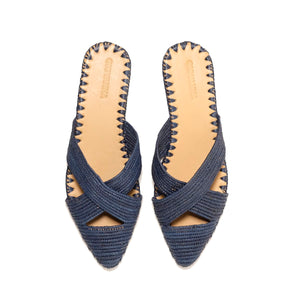 Venus Raffia Mule Indigo