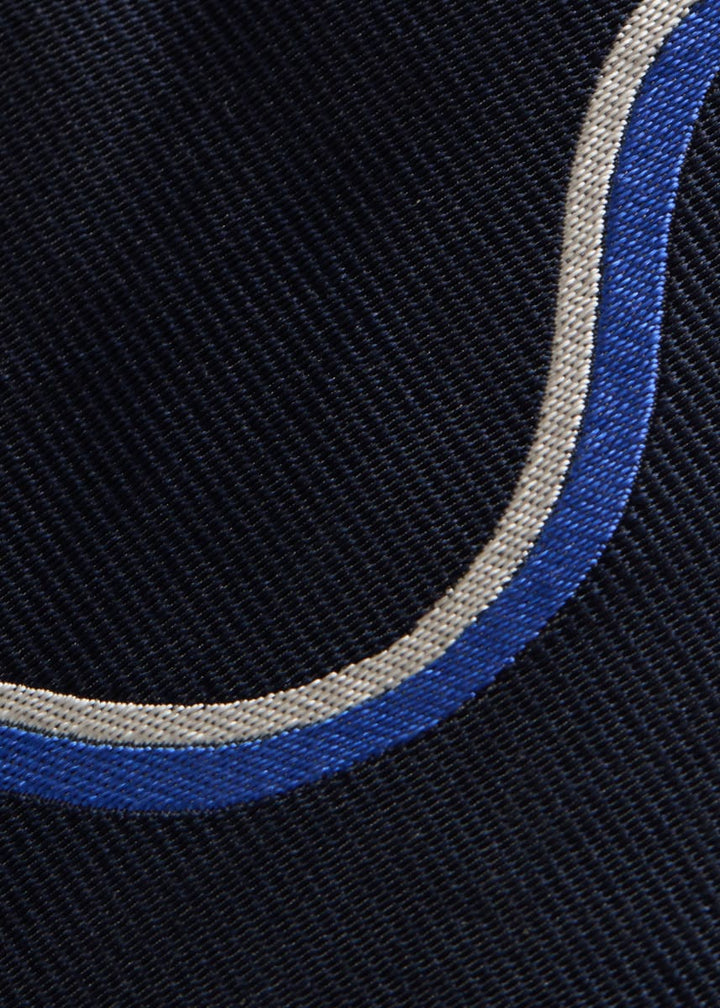 Silk Deco Wave Tie - Navy