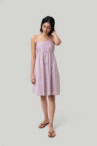 Ruched Strappy Dress - Poplin Pink