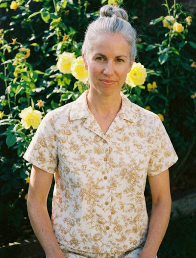 Floral Woman Crop Shirt - Ivory/Oil