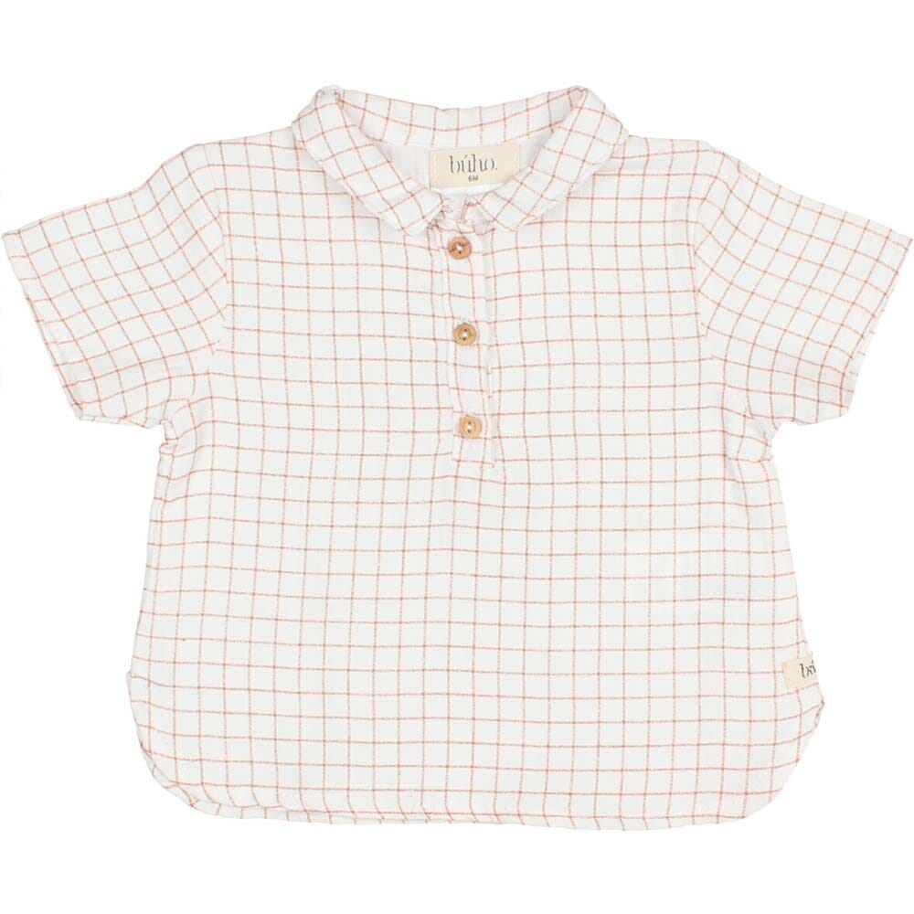 Collared Mini Check Shirt - Terracotta Shirts Buho 