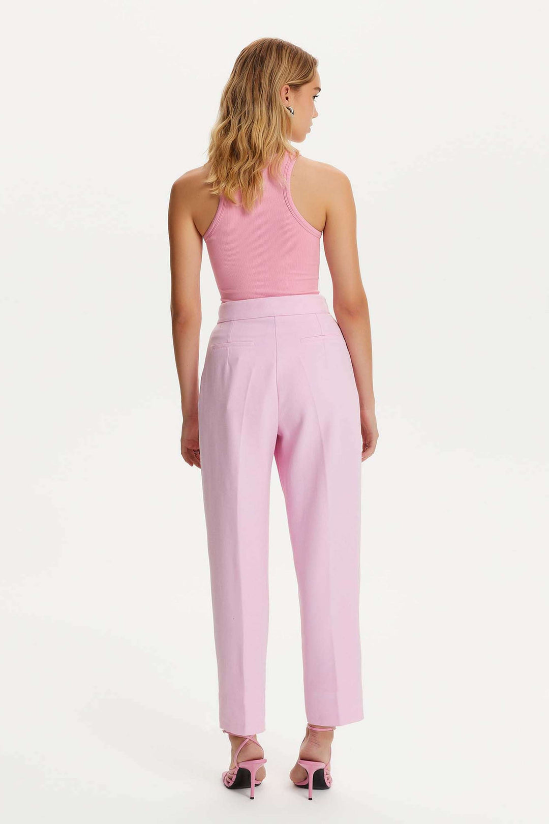 High Waist Carrot Pants - Pink