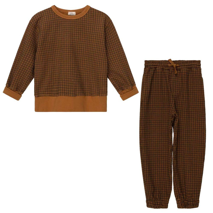 Organic Gingham Sweatshirt & Pants - Oil Sweatshirts My Little Cozmo 