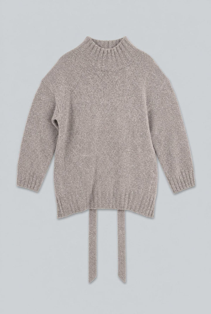 Wrap Turtleneck Sweater - Heather Gray