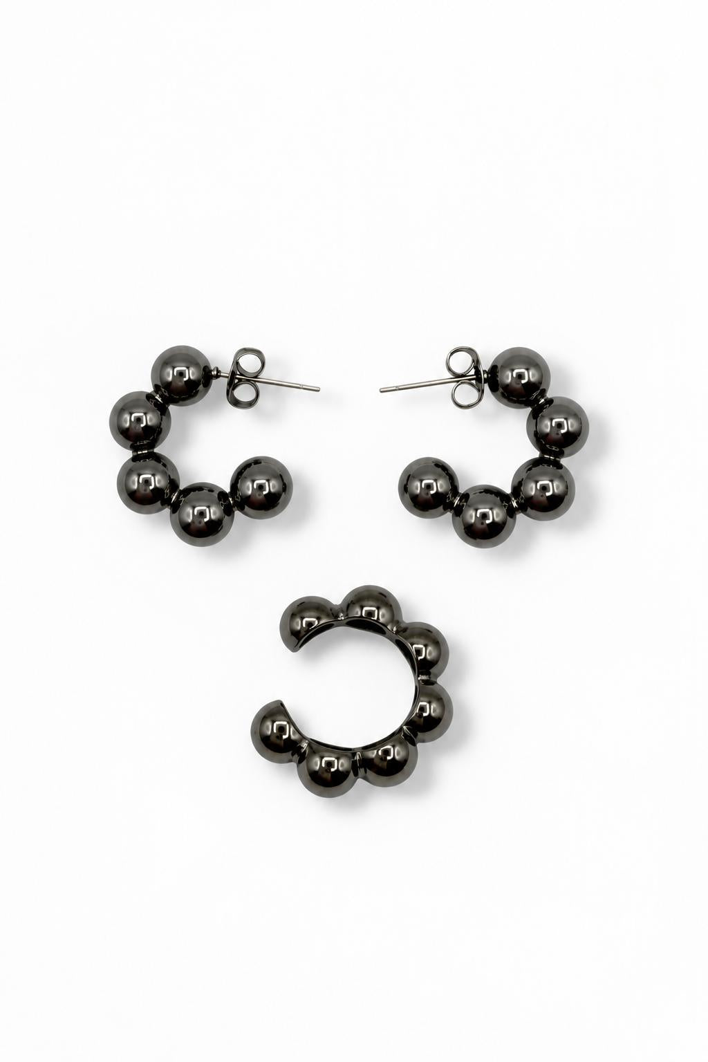 Orbit Bead Earring Set - Black