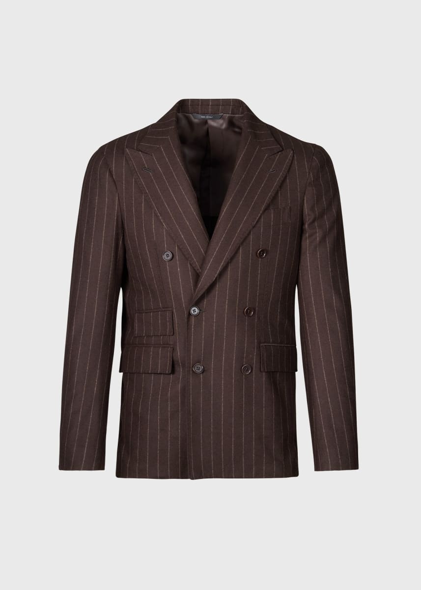 Chalk Stripe Flannel Suit - Brown