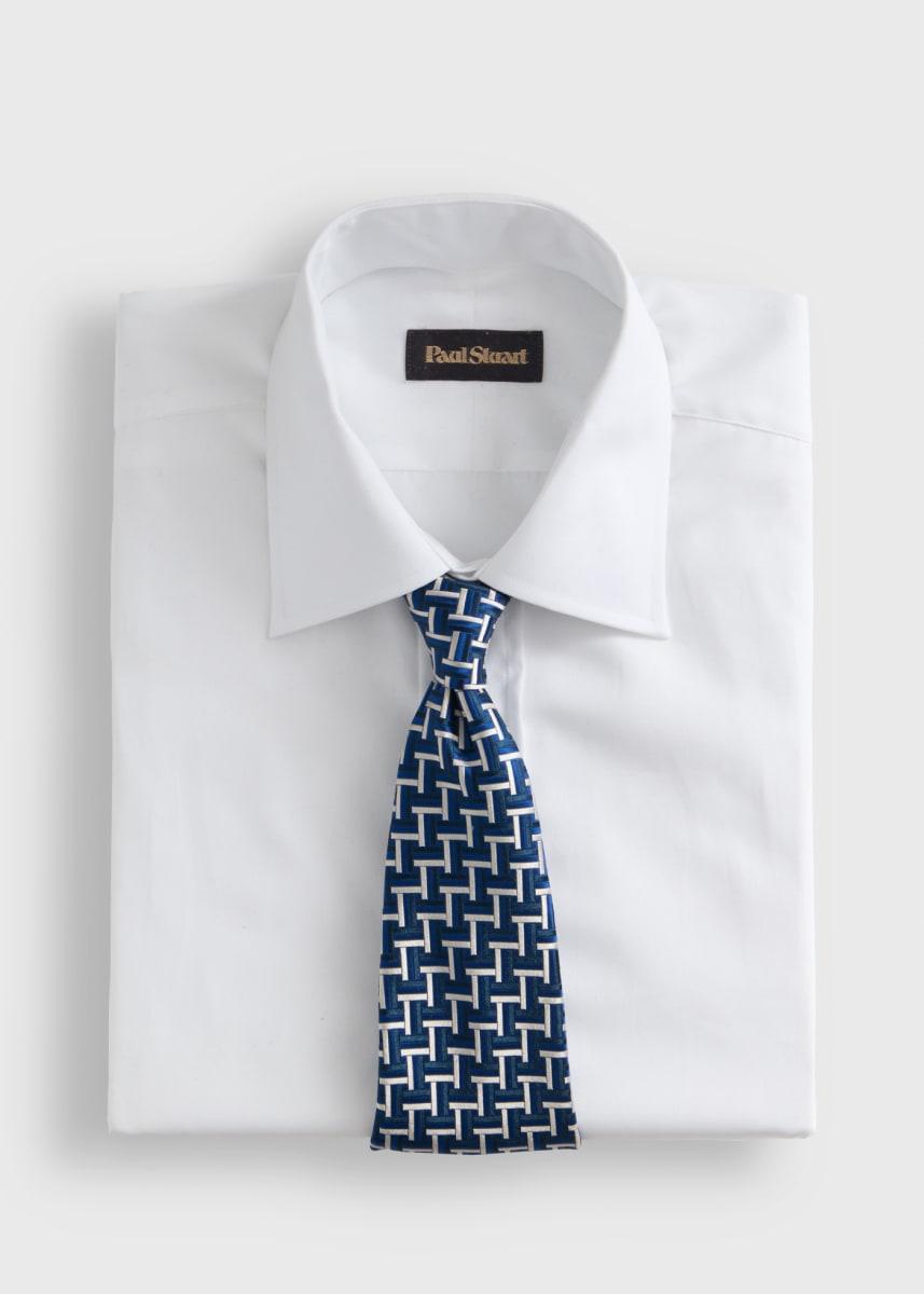 Woven Silk Basketweave Tie - Navy