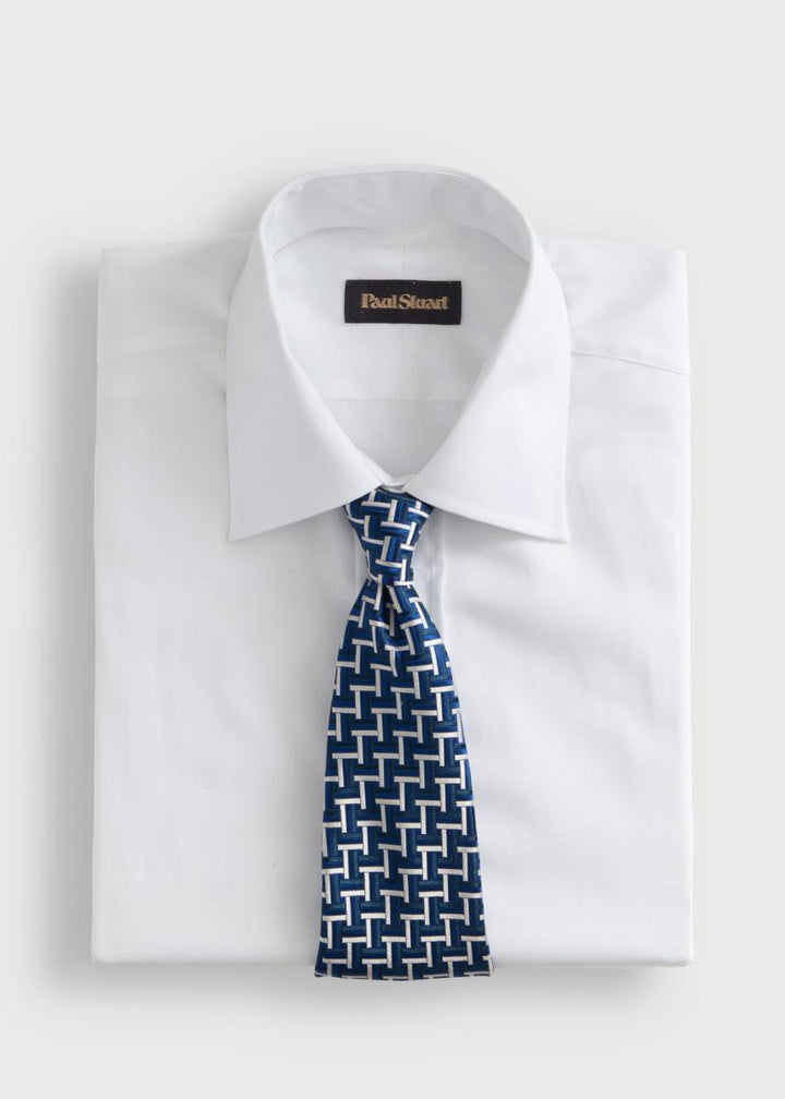 Woven Silk Basketweave Tie - Navy