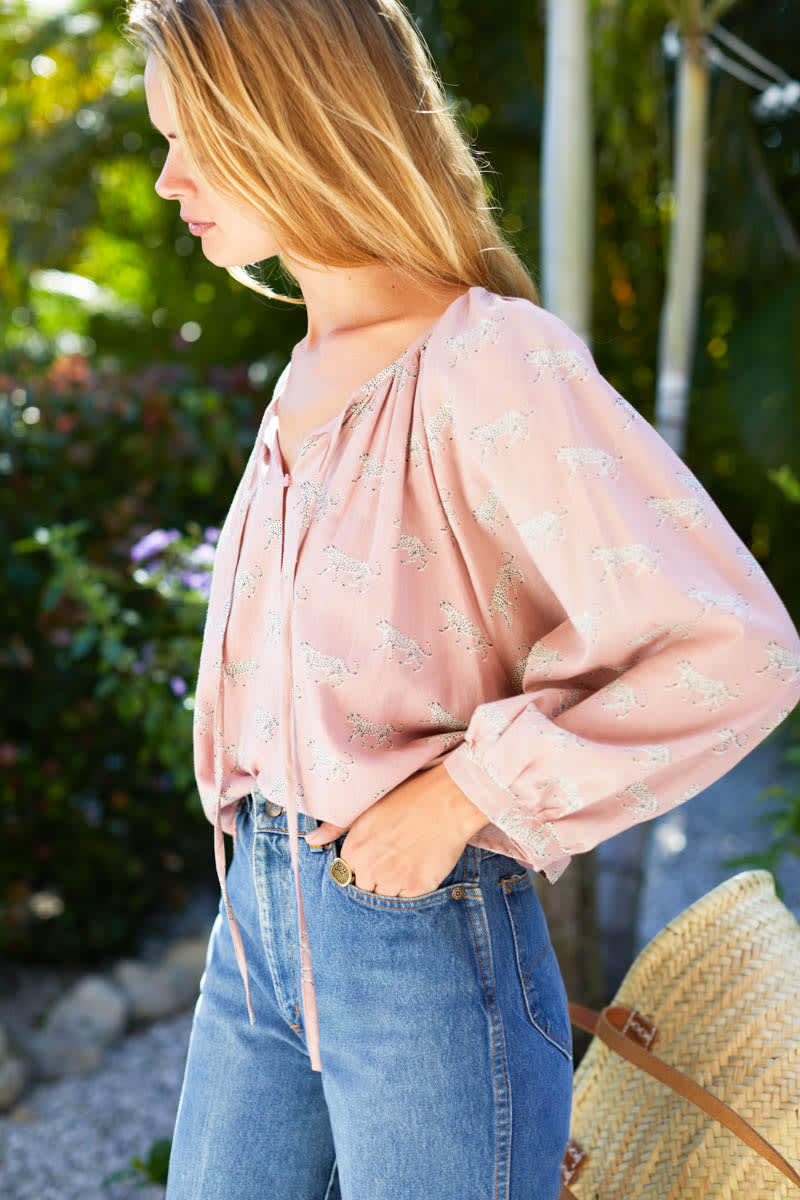 Lucy Blouse - Rose Tan Cheetah Organic