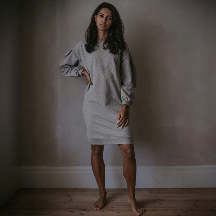 The Women's Oversized Sweater Dress - Gray Melange