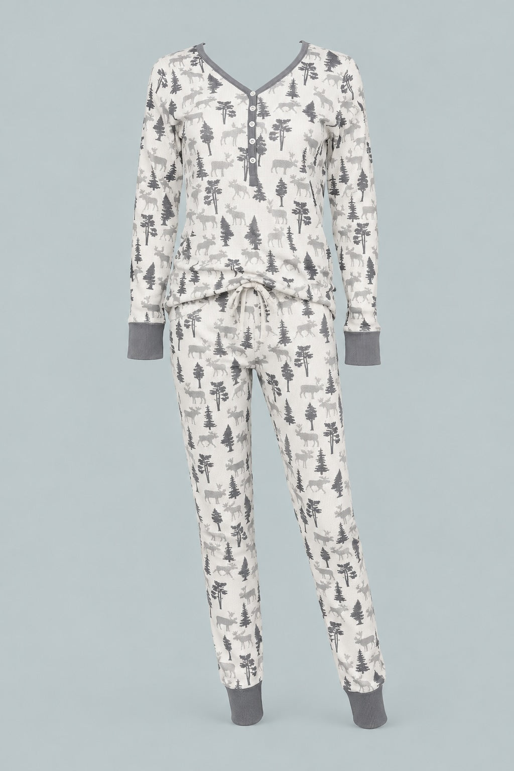 Women's Jogger/Henley Pajama Set - Moose