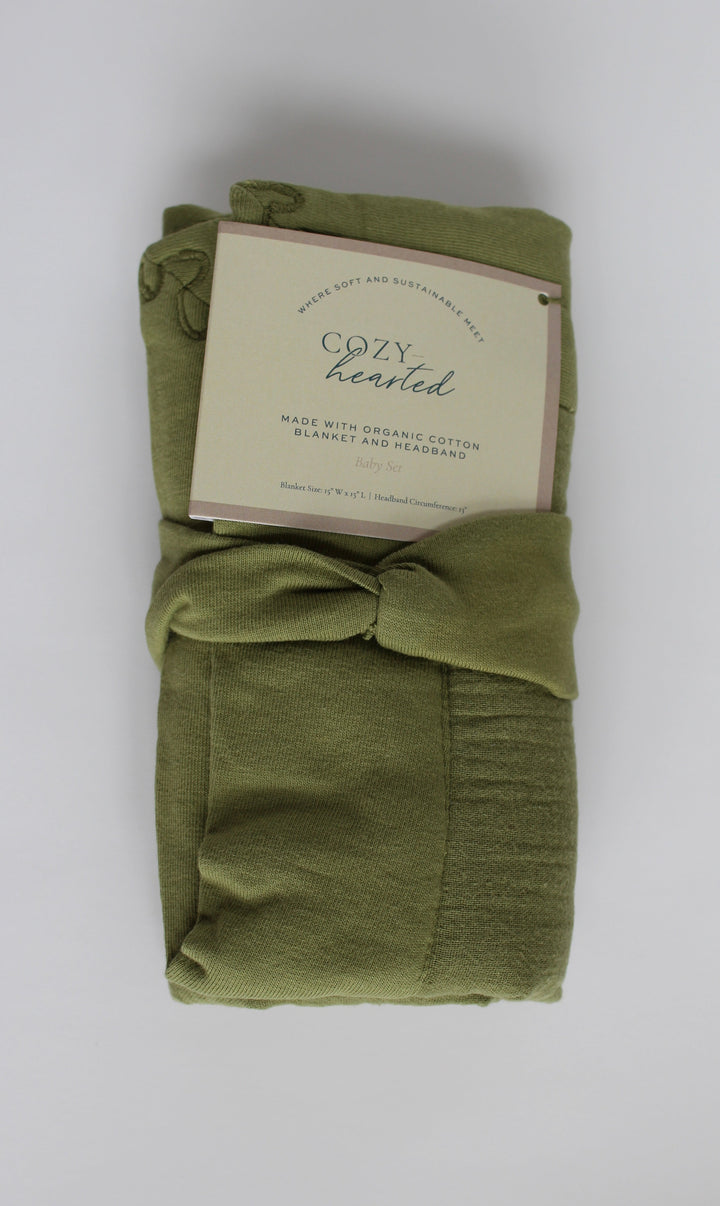 The Mini Cozy Lovey – Organic Baby Security Blanket Set - Green