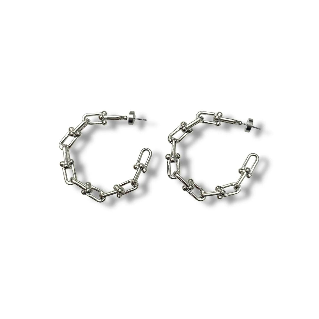 Grit Hoop Earrings - Silver
