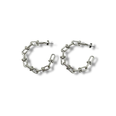 Grit Hoop Earrings - Silver