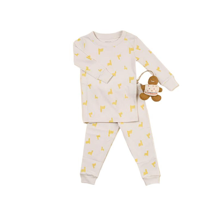 Long Sleeve Pajama Set Pima Cotton - Llamas Birch