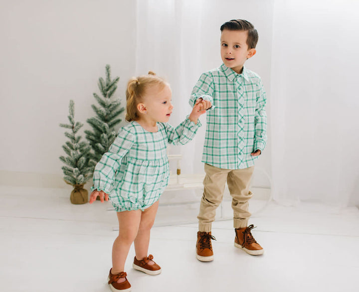 Boys Button Down - Winter Plaid