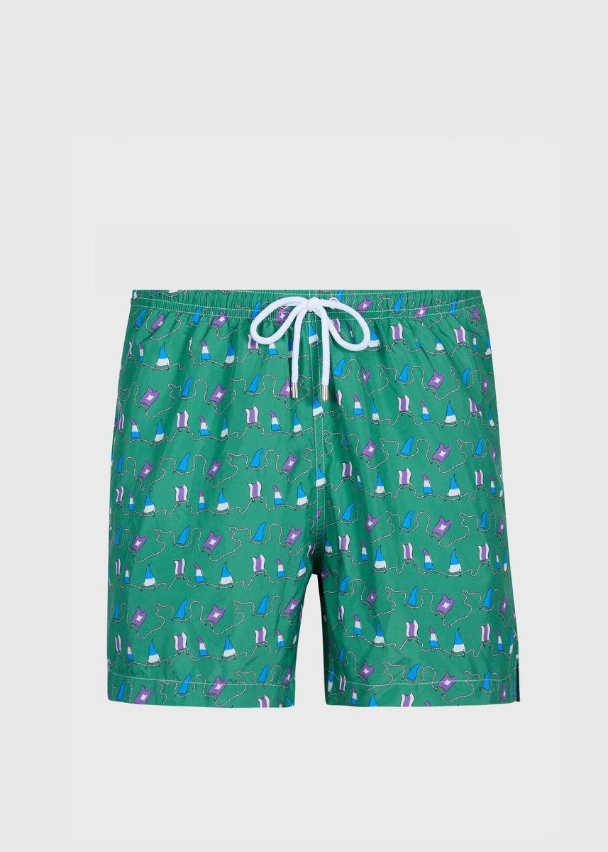 Nautical Flag Swim Trunk - Green