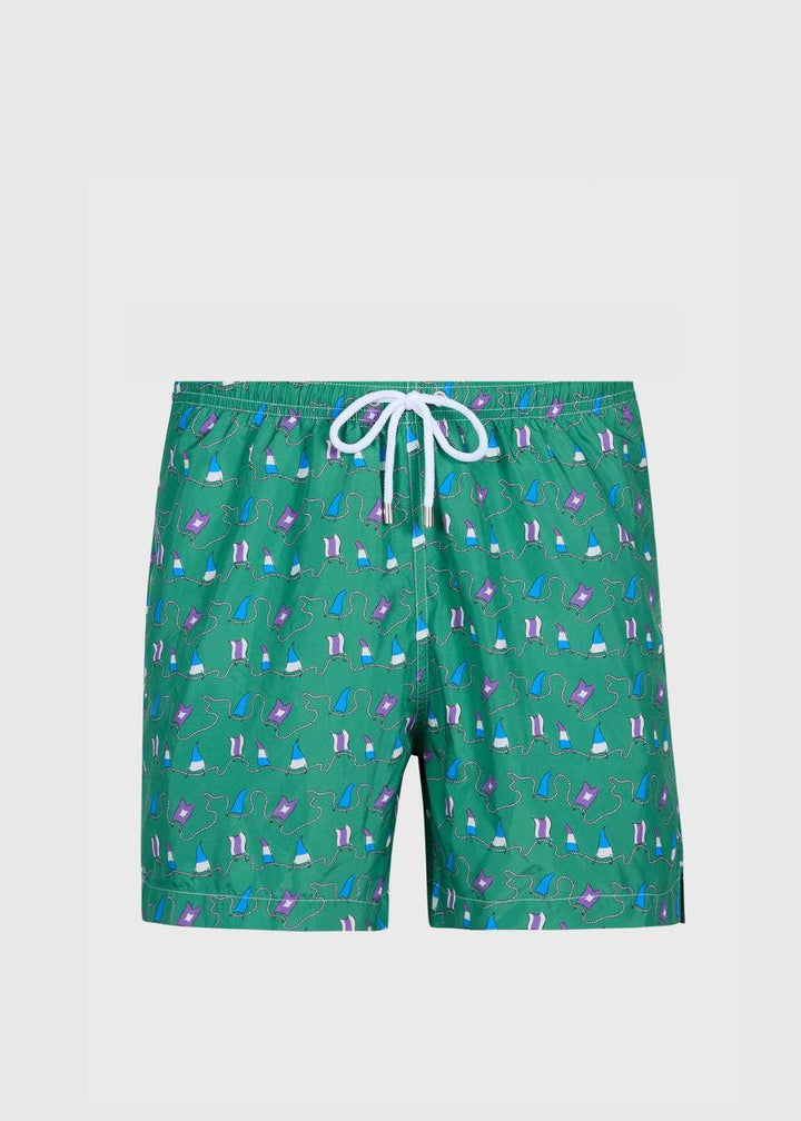 Nautical Flag Swim Trunk - Green