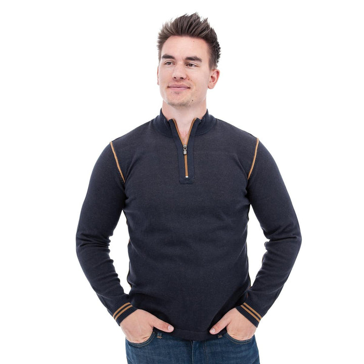 Silas Lightweight 1/4 Zip Sweater - Black Iris