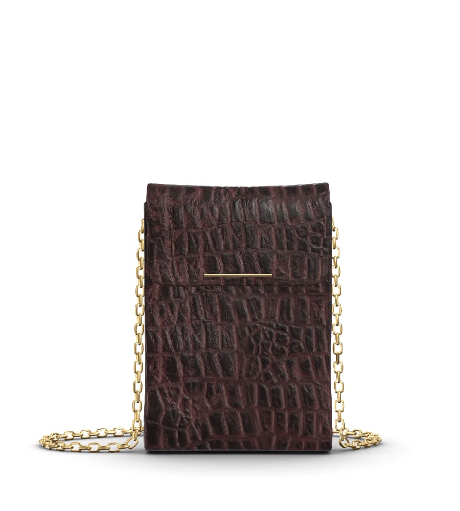 Vivo Crossbody with Chain Strap - Embossed Croco Burgundy