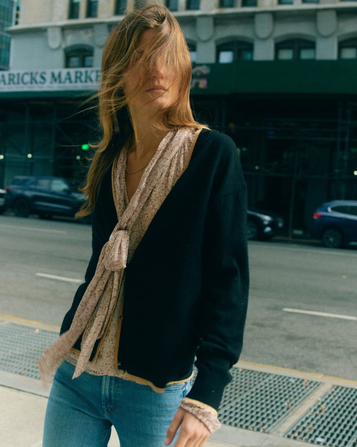 Elissa Cardigan - Noir/Camel