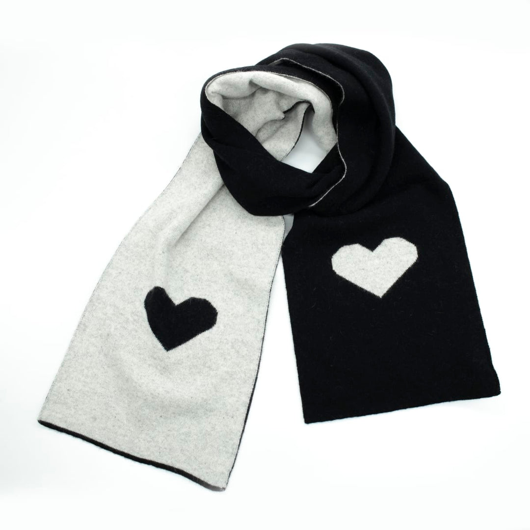 8"x60" Jaquard Scarf Two Tone - Blk/heather Wht