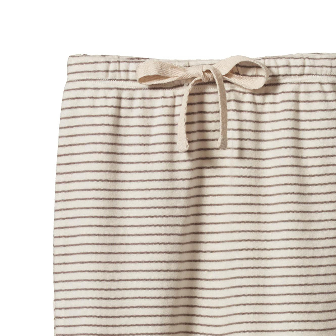 Cotton Footed Rompers - Mushroom Pinstripe