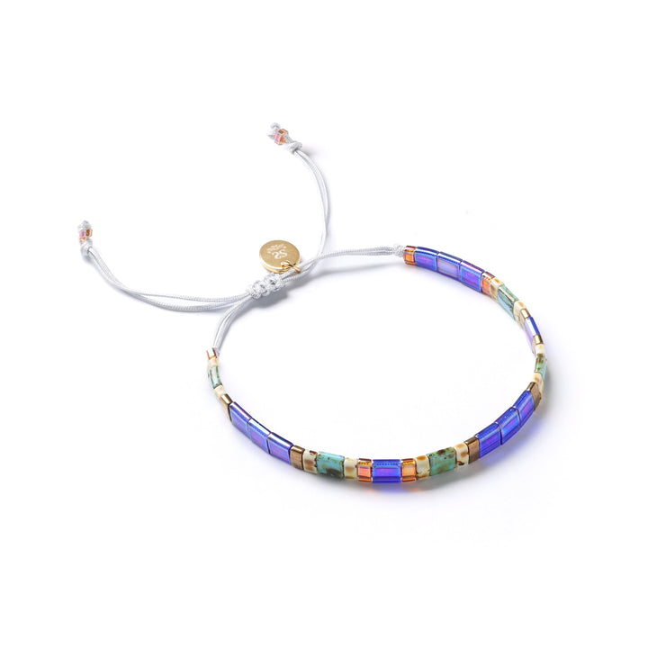 Tila Beads Adjustable Bracelet, Lapis tone - Lapis blue, gold