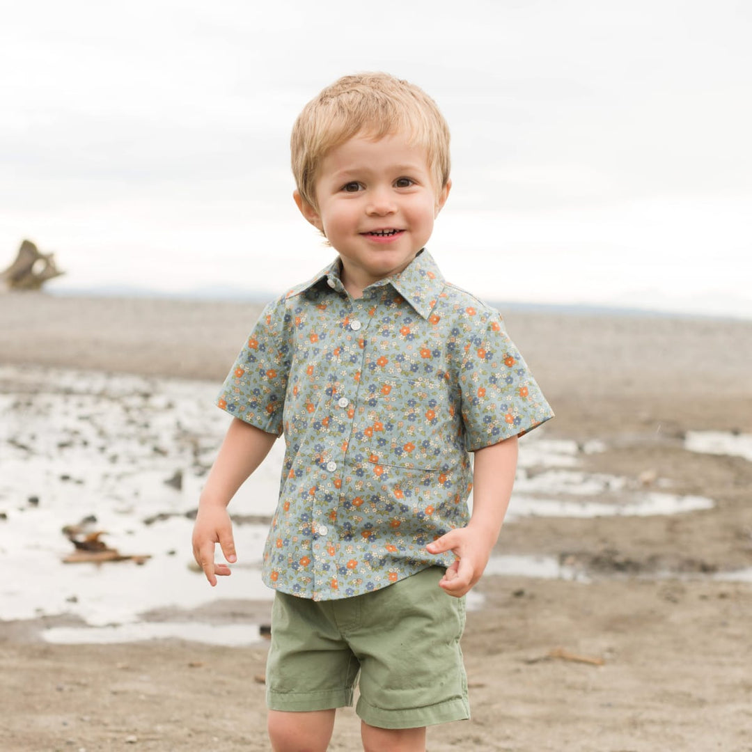 Boys Collar Shirt - Cottage Floral