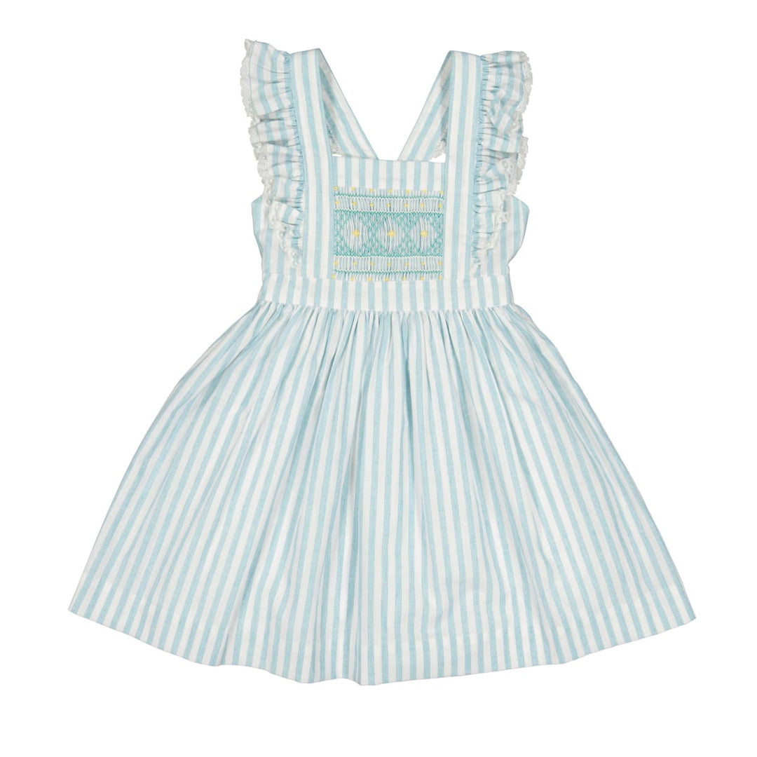 Sleeveless Cross Back Dress - Georgette Green Stripes